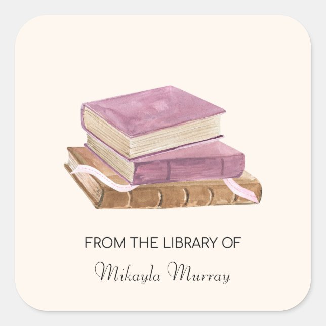Book Stack Personalized Bookplate (Front)