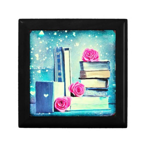 Book Stack  Pink Roses Gift Box