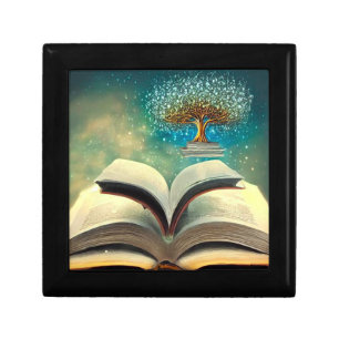 Book Stack Tree & Open Books Gift Box
