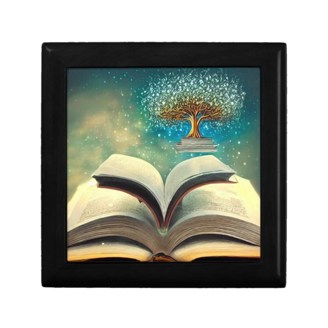 Book Stack Tree & Open Books Gift Box (Front)