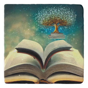 Book Stack Tree & Open Books Trivet