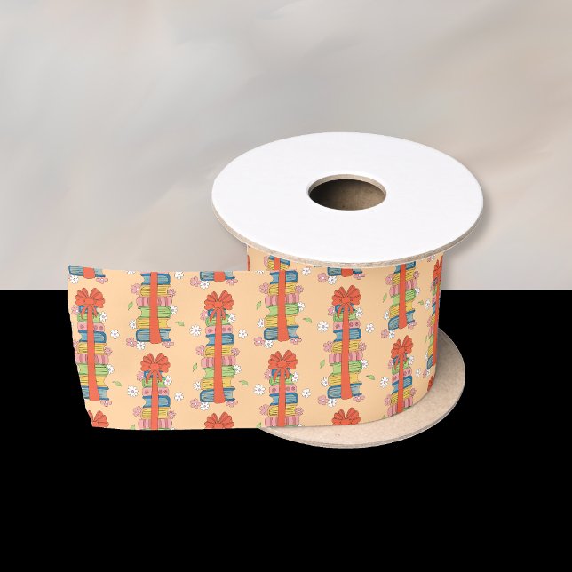 Book Stack with Red Bow Ribbon (Book stacks with red bow pattern ribbon .)