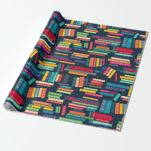 Book Stacks Wrapping Paper