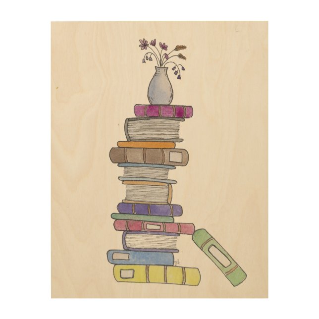 Book Stand Wood Wall Art (Front)