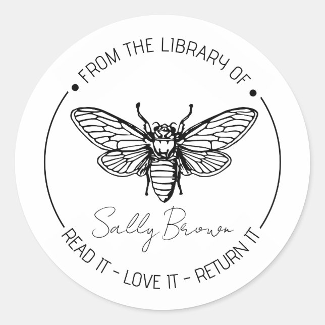 Book stickers, bookplate book stamp Custom BEE (Front)