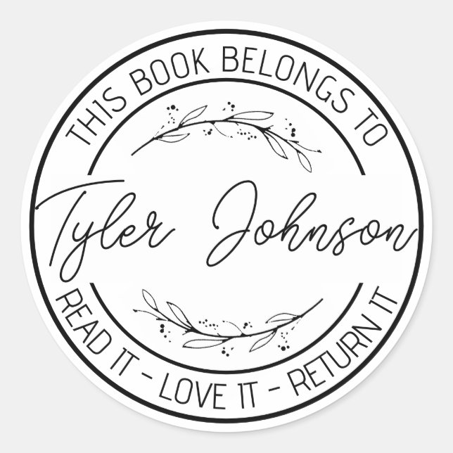 Book stickers, bookplate book stamp Custom modern (Front)