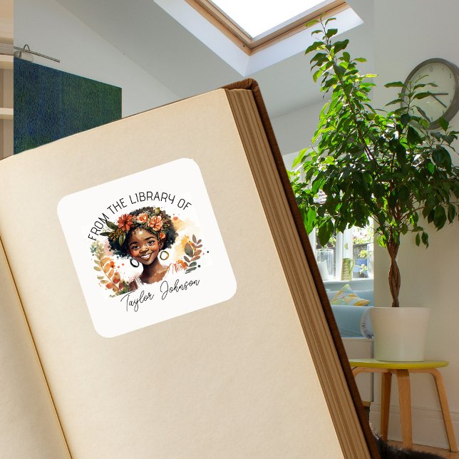 Book stickers, bookplate Custom Dark hair girl (Creator Uploaded)