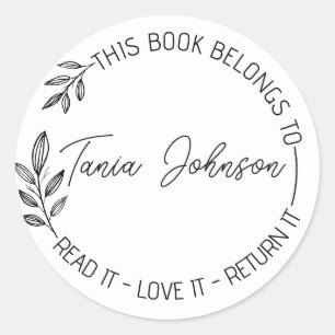 Book stickers, bookplate Custom modern floral