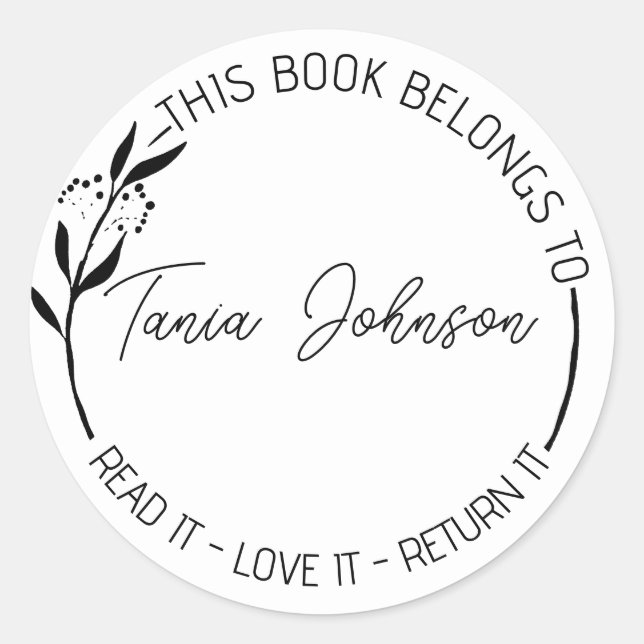 Book stickers, bookplate Custom modern floral (Front)
