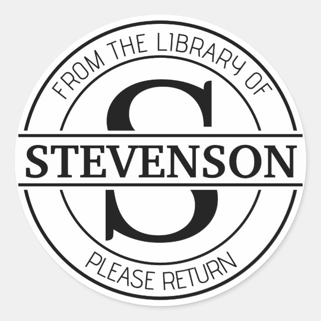 Book stickers, bookplate Custom modern monogram (Front)