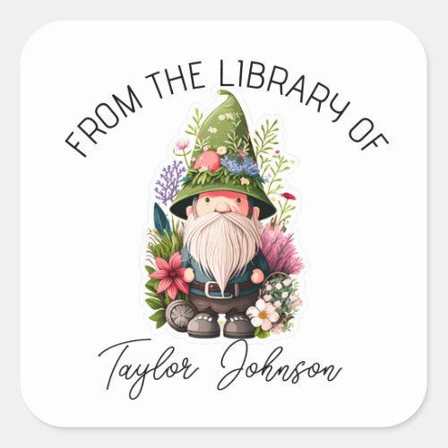 Book stickers bookplate floral garden gnome