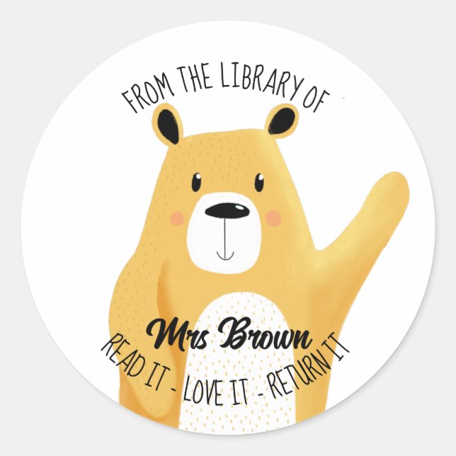 Book stickers, Custom Teacher Bear Stickers (Front)