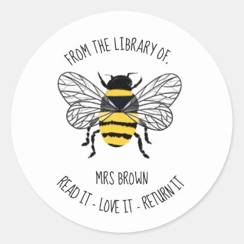 Book Stickers  Custom Teacher Bee Stickers by GenerationIns at Zazzle