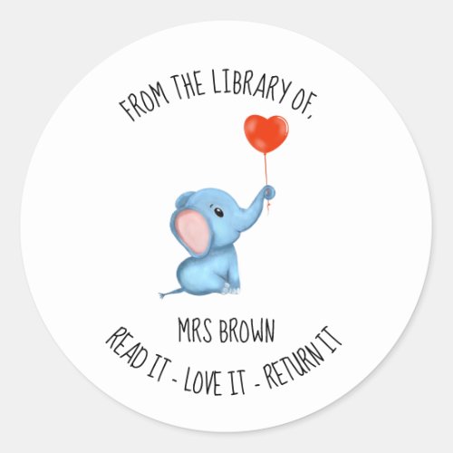 Book stickers Custom Teacher Elephant Stickers