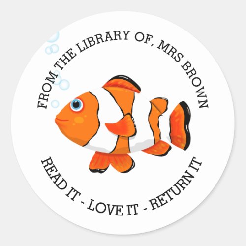 Book stickers Custom Teacher Fish fun Stickers