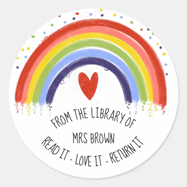 Book stickers, Custom Teacher RAINBOW Stickers (Front)