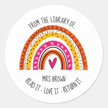 Book Stickers  Custom Teacher Rainbow Stickers by GenerationIns at Zazzle