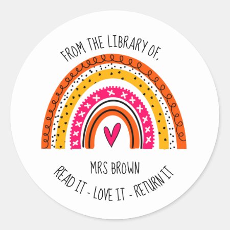 Book Stickers, Custom Teacher Rainbow Stickers