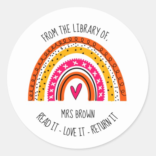 Book stickers Custom Teacher Rainbow Stickers