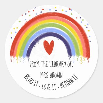 Book Stickers  Custom Teacher Rainbow Stickers by GenerationIns at Zazzle