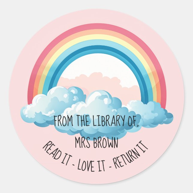 Book stickers, Custom Teacher RAINBOW Stickers (Front)