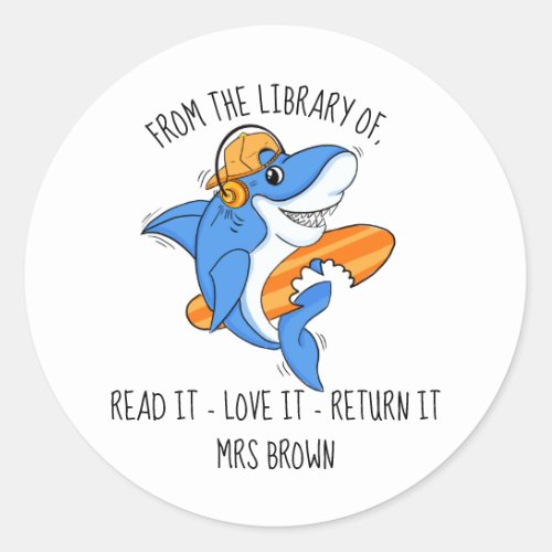 Book stickers Custom Teacher Shark Stickers