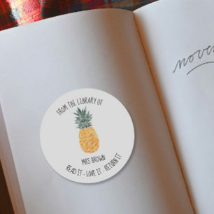Book stickers Custom Teacher watercolor PINEAPPLE 