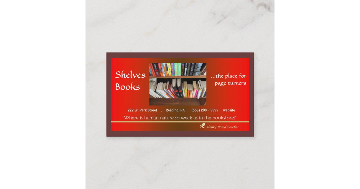 Book store Business Card Zazzle