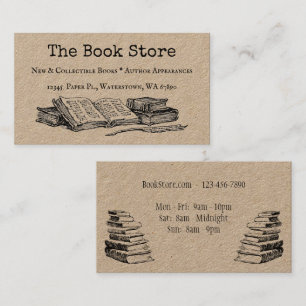 Book Store Editable Vintage Art Business Card