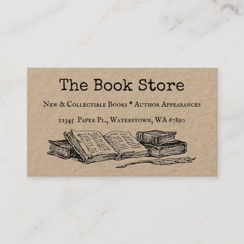 Book Store Editable Vintage Art Business Card