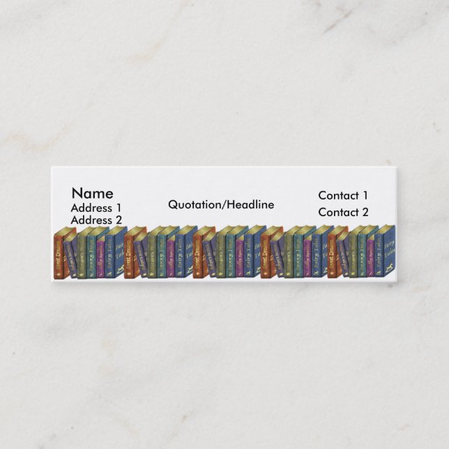 Book Store Shop Skinny Business Card Bookmarkers (Front)