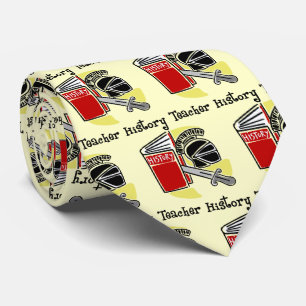 Book Sword Helmet History Teacher Neck Tie
