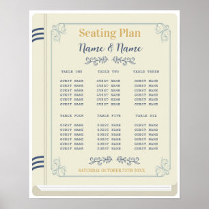 Book Table Seating Wedding Author Library Cream  Poster