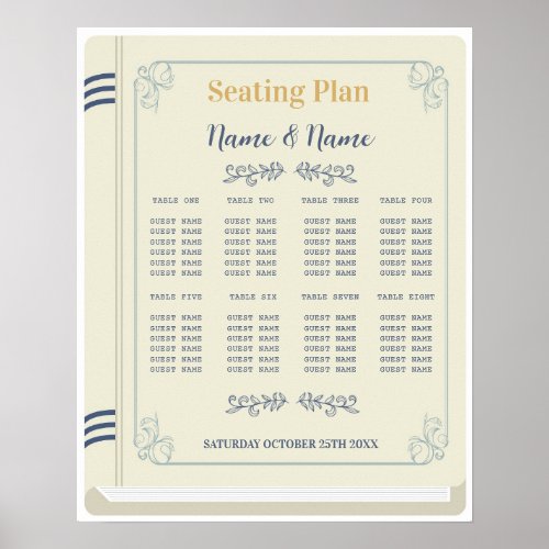 Book Table Seating Wedding Library 8 Tables Poster
