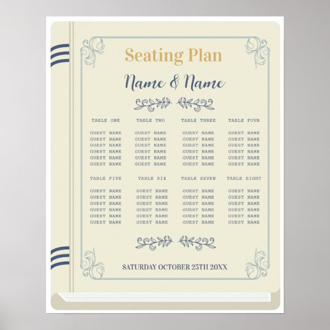 Book Table Seating Wedding Library 8 Tables Poster (Front)
