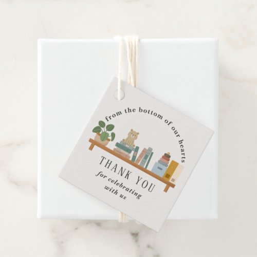 Book Them Shelf Baby Shower Light Taupe Neutral Favor Tags