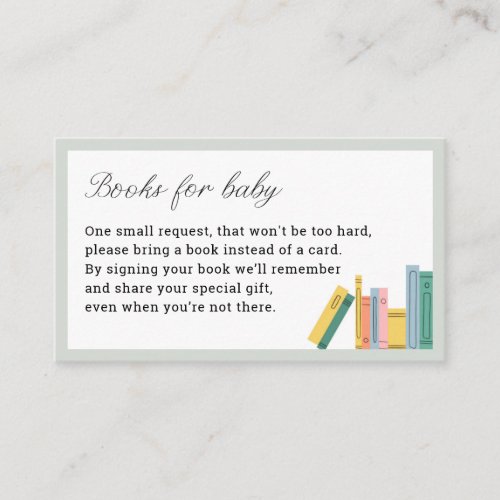 Book Theme Baby Shower Books for Baby Enclosure Card