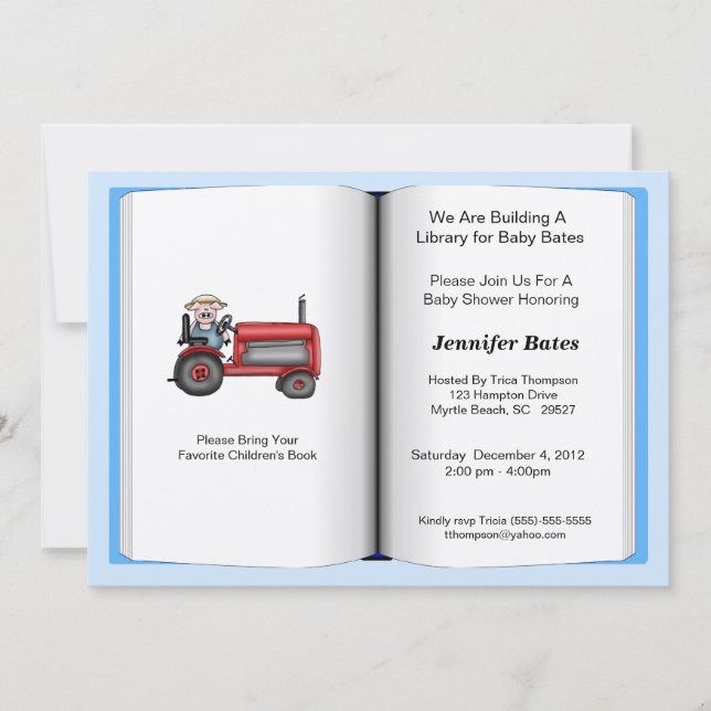 Book Theme Baby Shower Invitation (Boy) (Front)
