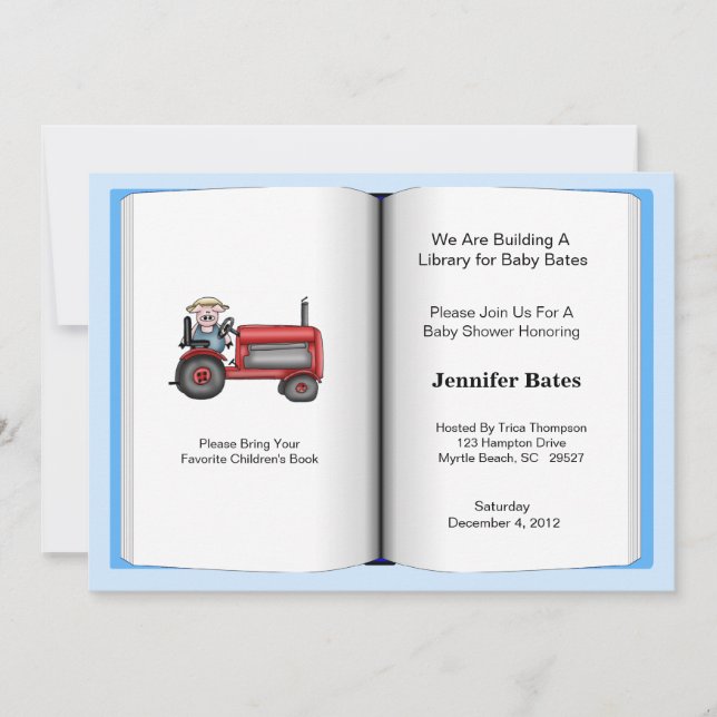 Book Theme Baby Shower Invitation (Boy) (Front)