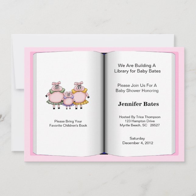 Book Theme Baby Shower Invitation (Girl) (Front)
