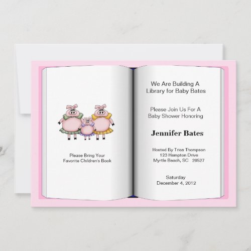 Book Theme Baby Shower Invitation (Girl)
