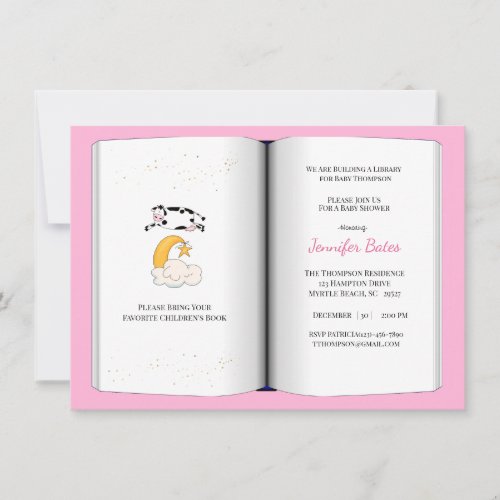 Book Theme Baby Shower Invitation girl