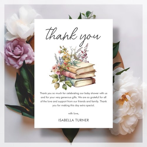 Book Theme Baby Shower Thank You Card