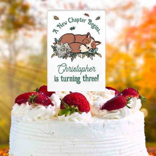 Book Theme Birthday Story Book Fox Boys Cake Topper