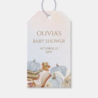 Book Theme Blue Pumpkin Baby Shower Favor Gift Tags