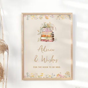 Book Theme Boho Bridal Shower Advice and Wishes Poster