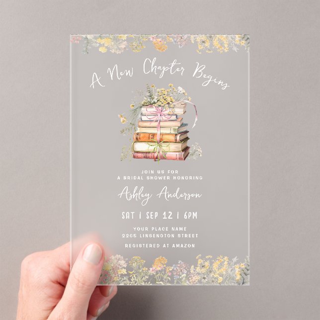 Book Theme Bridal Shower Acrylic Invitations (Insitu (Handheld))