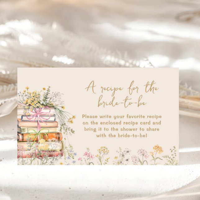 Book Theme Bridal Shower Recipe for the Bride Enclosure Card (Creator Uploaded)