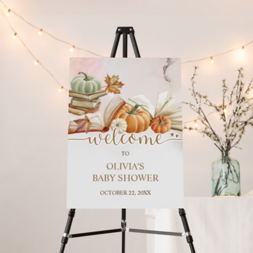 Book Theme Fall Pumpkin Baby Shower Welcome Sign