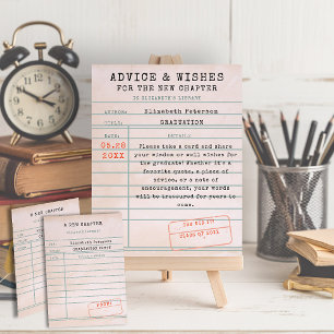 Book Theme Library Card Graduation Advice Wishes Poster